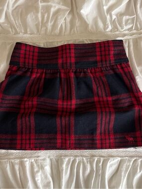 Abercrombie & Fitch Red and Black Plaid Mini Skirt